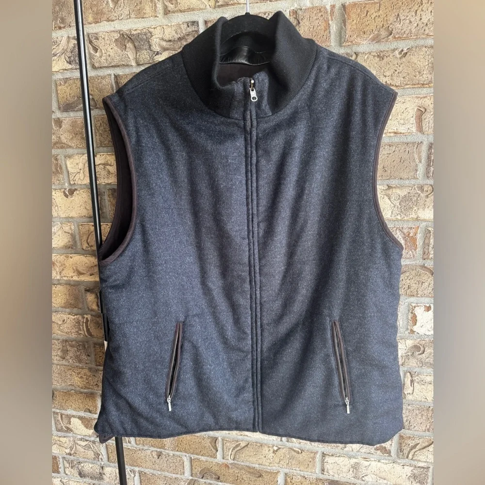 Daniel Cremieux Signature Collection Brown Wool Cashmere Reversible Vest Sz XXL